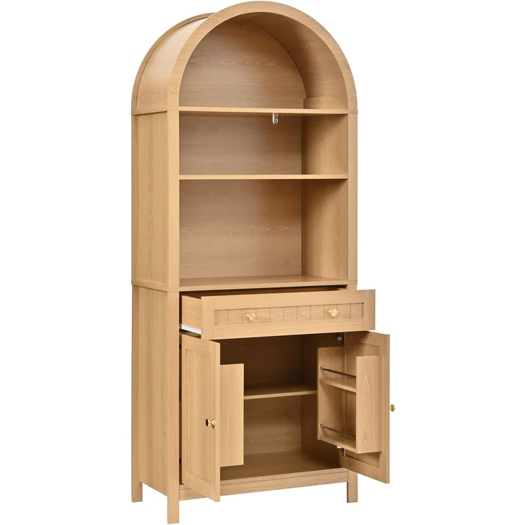 ZUBALIYA Aufbewahrungsschrank, mit Schubladen, mit Stauraum, H 180 × T 40 × B 76 cm, Natur, MDF / Spanplatte – Bild 7