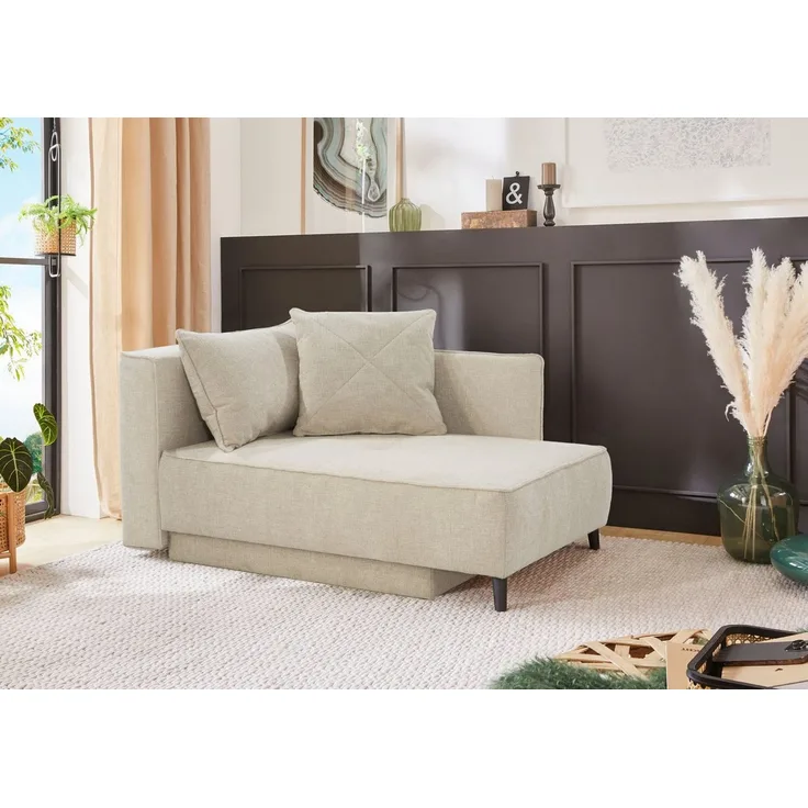 Jockenhöfer Gruppe Recamiere Rex, B: 155 cm, Liegefläche: 88x200 cm, optional mit Topper, mit Schlaffunktion, Bettkasten & Zierkissen, Federkern