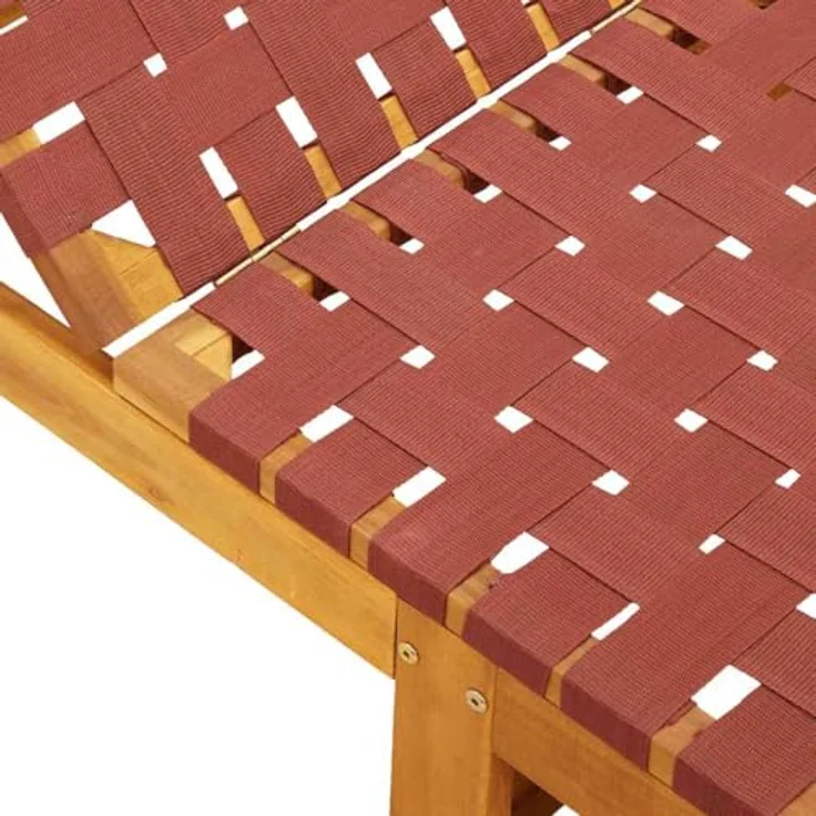 vidaXL Sonnenliege Rot, Massivholz Akazie mit verstellbarer Rückenlehne und atmungsaktiver Sitzfläche aus Olefin-Fasern – Bild 7