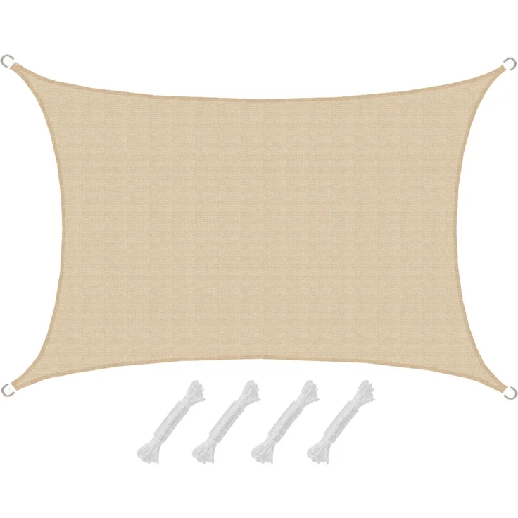 3x5m UV Sonnensegel Sonnenschutz Atmungsaktiv Ivory – Bild 2