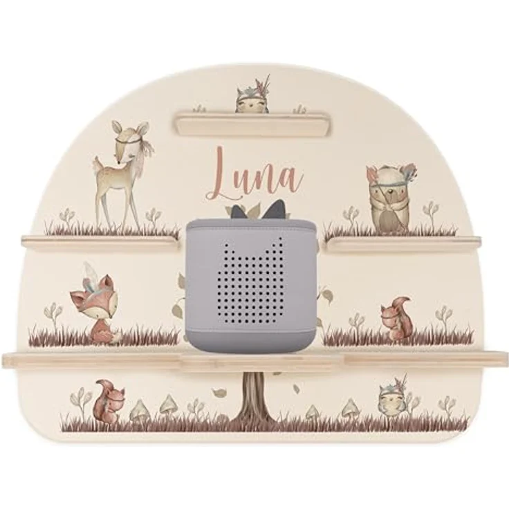 Kidsmood - Tonie Regal fürs Kinderzimmer– Liebevoll gestaltetes Wandregal mit abgerundeten Ecken & Kanten für Toniebox 2 mit Namen & Metallplättchen | Personalisierte Geschenke für Kinder – Bild 9
