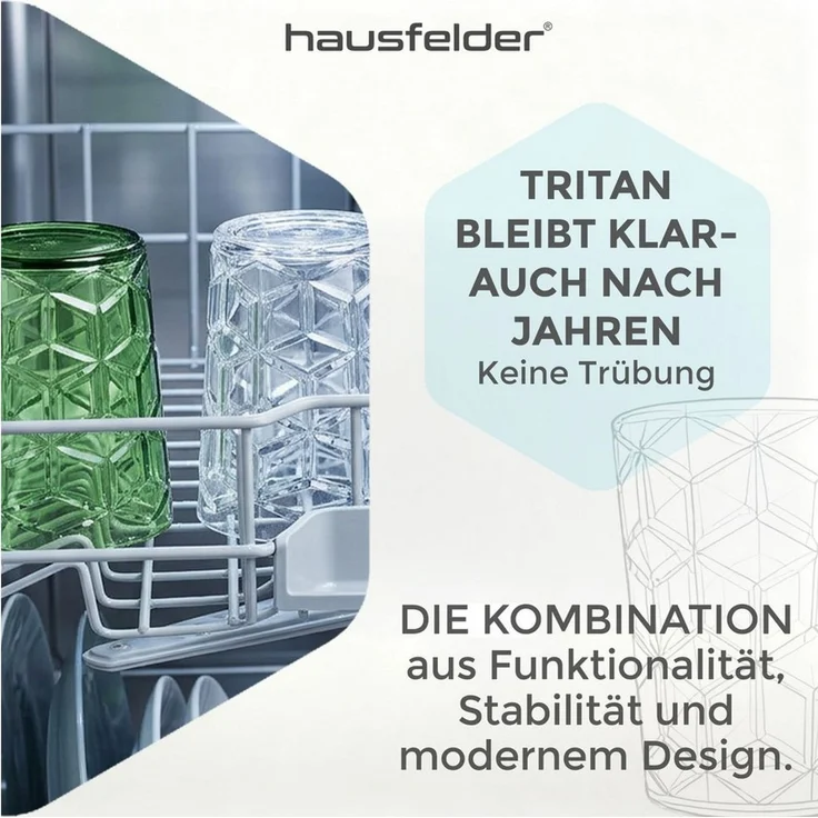 Hausfelder Gläser-Set Tritan Trinkgläser, 6er Set bunt, Diamond Design, 6-tlg, Kunststoff – Bild 4