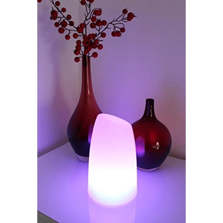 Arnusa LED Tischleuchte PL201 Akkulampe mit USB Aufladekabel RGB Fernbedienung, USB-Ladefunktion, LED fest integriert, 16 Leuchtfarben und 4 Farbwechselprogramme per Fernbedienung einstellbar, 12x20 cm dimmbar – Bild 2
