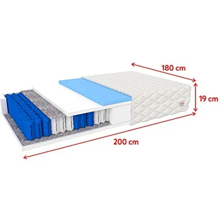 Selsey Elkurud - Matratze, zweiseitige Taschenfederkernmatratze mit abnehmbarem und waschbarem Bezug, 19 cm hoch (180x200 cm) – Bild 2