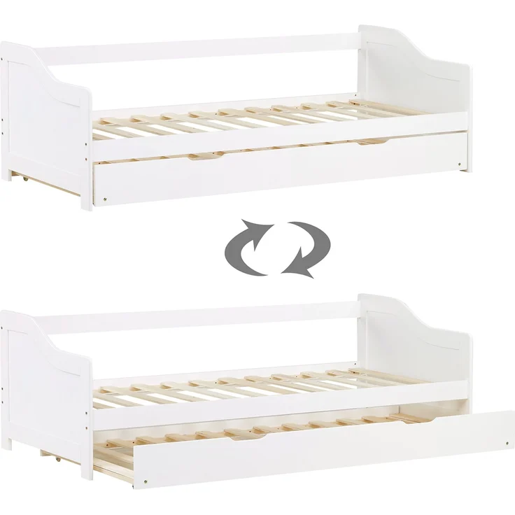 Homestyle4u Kinderbett Funktionsbett Jugendbett Ausziehbett 90x200 weiß Kojenbett Gästebett – Bild 3