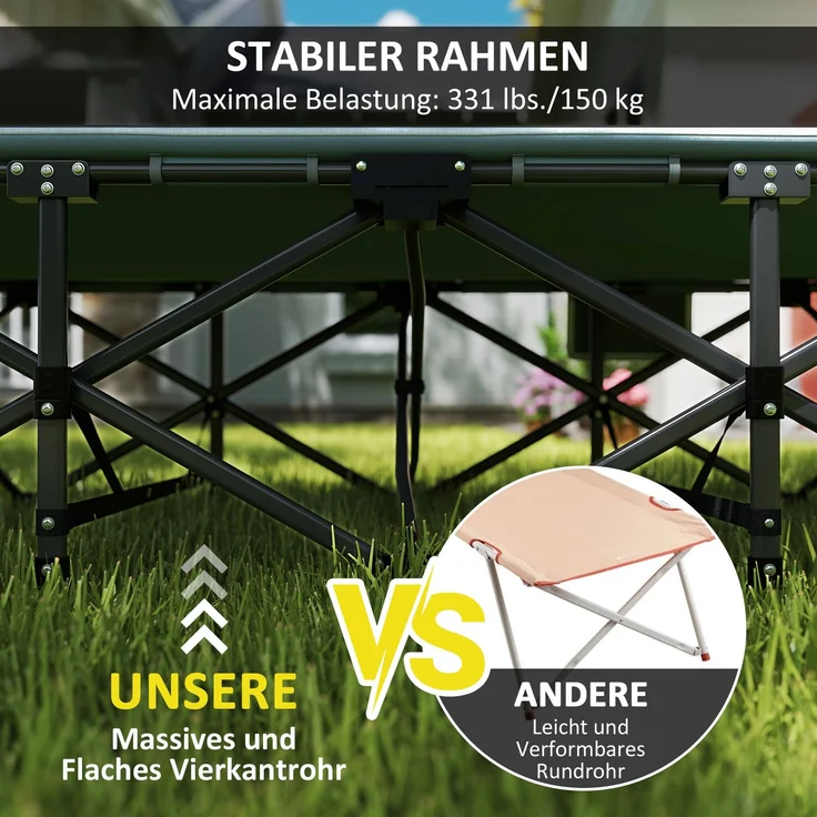 Outsunny Campingbett, Metall, Polyester, Grau, 187L x 67B x 37H cm – Bild 6