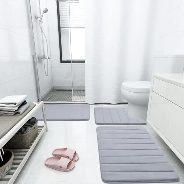 Homaxy Memory Foam Badezimmer Badteppich Saugfähige Rutschfester Badvorleger Waschbar Badematte - 43x120 cm, Grau – Bild 8