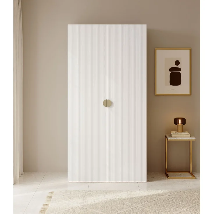 Selsey 'Moonir' Kleiderschrank 2-türig mit Kleiderstange und Schubladen, weiß 200 x 100 x 57 cm – Bild 2
