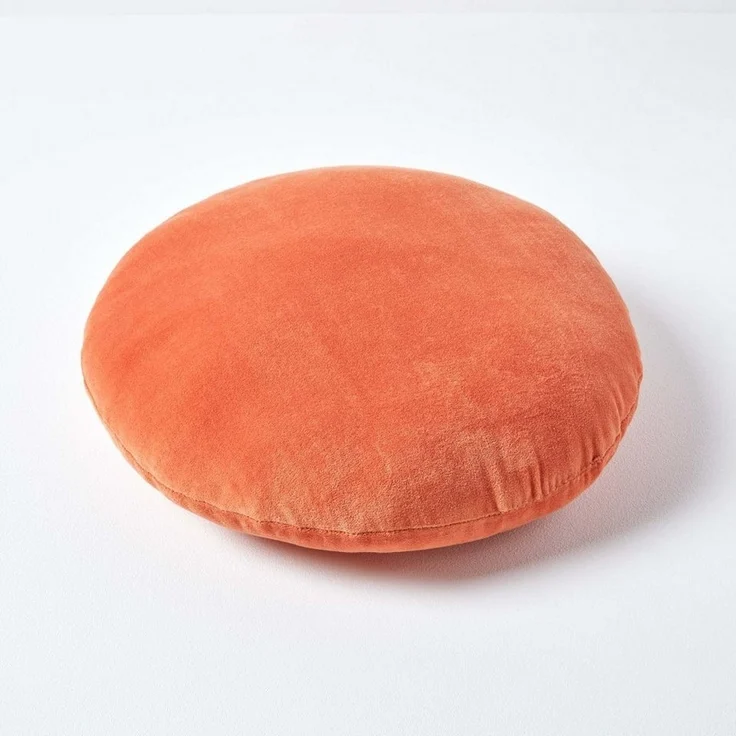 Homescapes Dekokissen Samt Kissen, 40 cm rund, orange – Bild 2