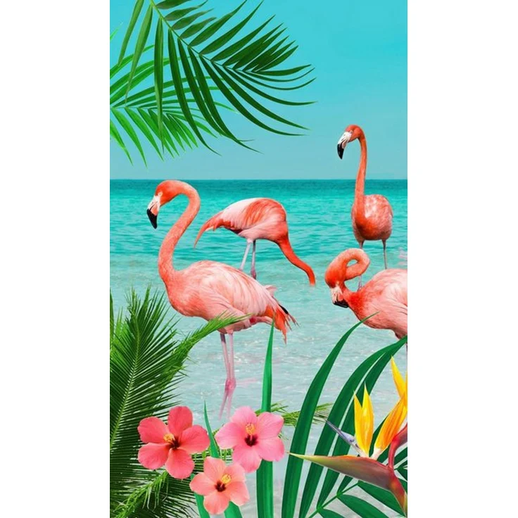 Good Morning Mikrofaser Strandtuch Liegetuch 100 X 180 cm Flamingo bunt – Bild 4