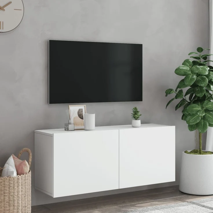 TV-Wandschrank, TV Hängeboard Hängeschrank Weiß 100x30x41 cm – Bild 3