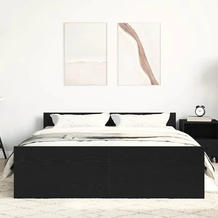 vidaXL Bettgestell ohne Matratze Schwarz Eichen-Optik 135x190 cm 3329325 – Bild 3