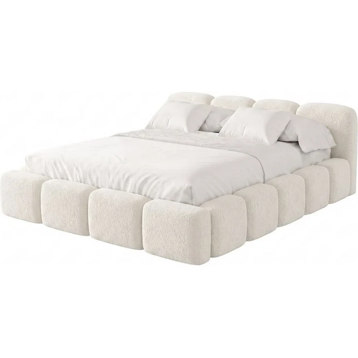 Muffo Polsterbett SUENO Metalllattenrost, Bettkasten, Bouclé-Stoff (Ein Doppelbett 140x200 / 160x200 / 180x200 / 200x200 cm), mit Kopfteil Frei Verwendungsstelle, Metalllattenrost – Bild 4
