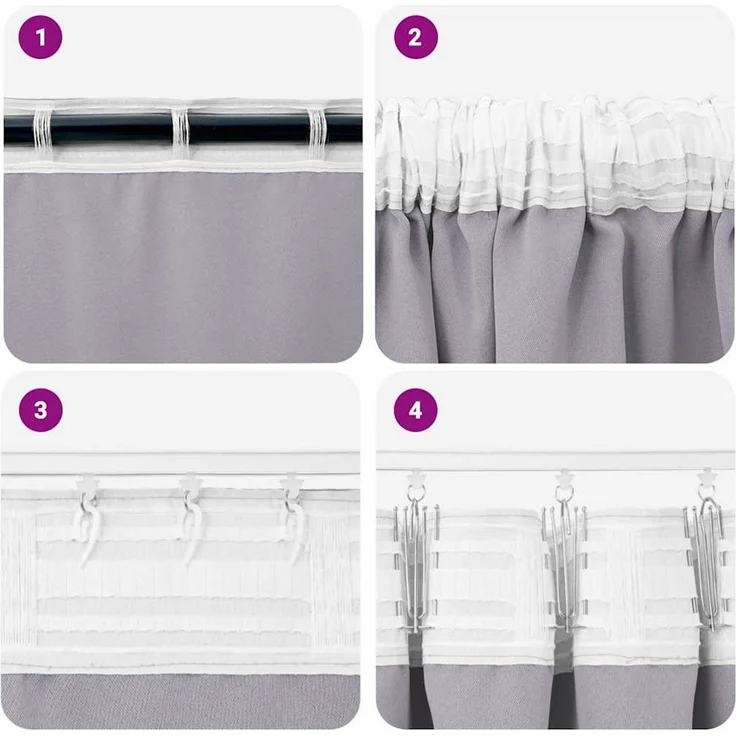 Verdunkelungs-Vorhänge | für Wohnzimmer & Schlafzimmer mit Ringen 2 pcs Metallic Grau – Bild 7