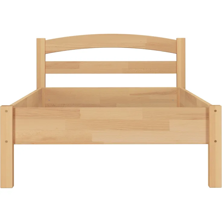 Erst-Holz Einzelbett Buche massiv natur, Bettgestell inkl. Rollrost, 100x200 cm