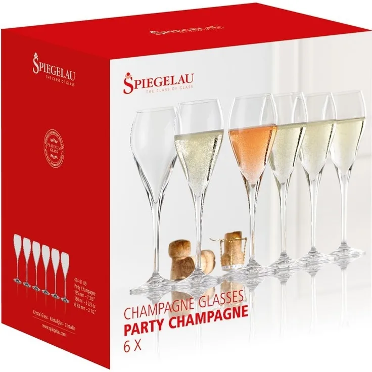 Spiegelau Special Glasses Party Champagne, 6er Set, Champagnerglas, Champagner Glas, Sektglas, Kristallglas, 160 ml, 4340189