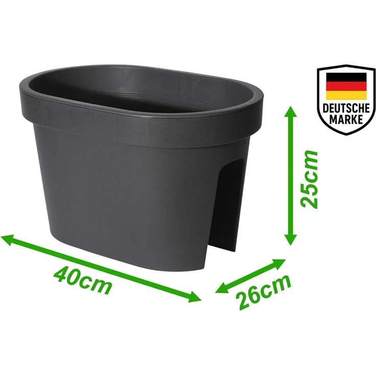 mucHome Balkonkasten für Geländer in Anthrazit Blumenkasten Blumentopf Pflanztopf – Bild 2