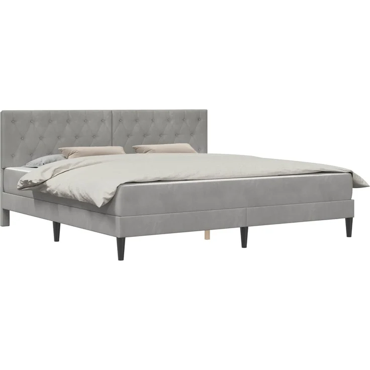 vidaXL Bettgestell mit Matratze Hellgrau 200x200 cm Samt 3415072 – Bild 2