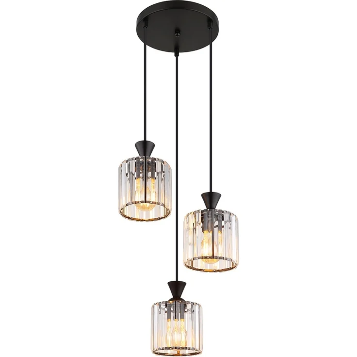 Pendelleuchte, Metall, Schwaz, Kristalle, D 32 cm – Bild 1