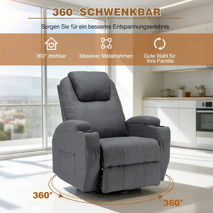 Thanaddo Massagesessel Relaxsessel Massagesessel Fernsehsessel, mit Liegefunktion – Bild 8