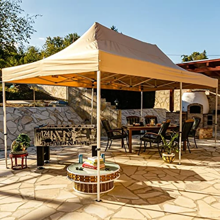 INSTENT® Faltpavillon, Aluminium / Polyester champagner, 3x6 m – Bild 9