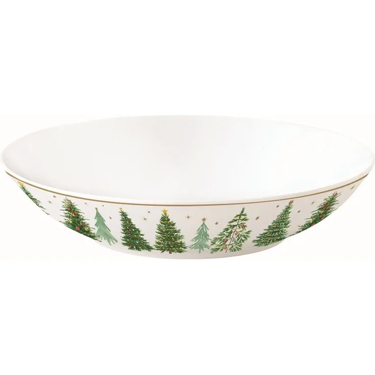 EasyLife Suppenteller Festive Trees, Handwäsche Empfohlen, Weiß, Motiv: Tannebäume