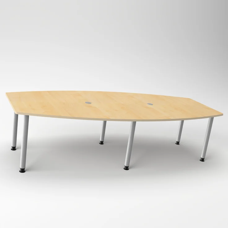 Rheinland Möbel Konferenztisch KONTI 280x130 cm – ovaler Besprechungstisch in Buche mit silbernen Rundrohrfüßen & 2 Kabelauslässen, erweiterbarer Meetingtisch für 8–10 Personen, moderner XXL-Tisch fürs Büro – Bild 2