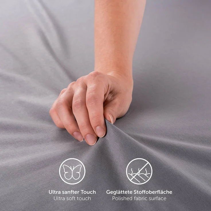 Blumtal® Premium Spannbettlaken 120x200 cm 2er Set Jersey - OEKO-TEX zertifiziertes Bettlaken 120x200 cm Baumwolle 100% - Spannbetttuch 120x200 für Matratzen bis 25cm/120x200 Spannbettlaken - Anthrazit – Bild 5