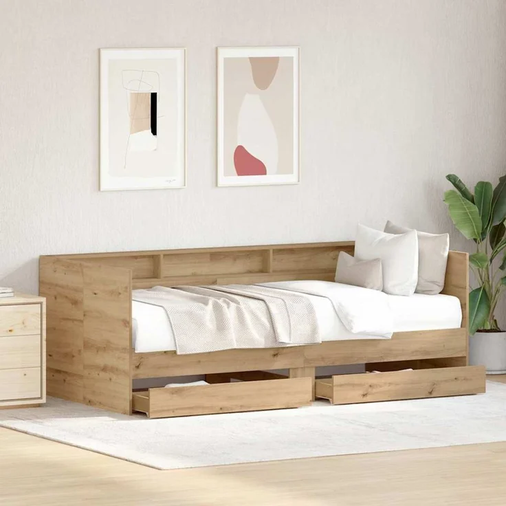 vidaXL Tagesbett mit Regal Artisan-Eiche 75 x 190 cm Holzwerkstoff 3334006 – Bild 3