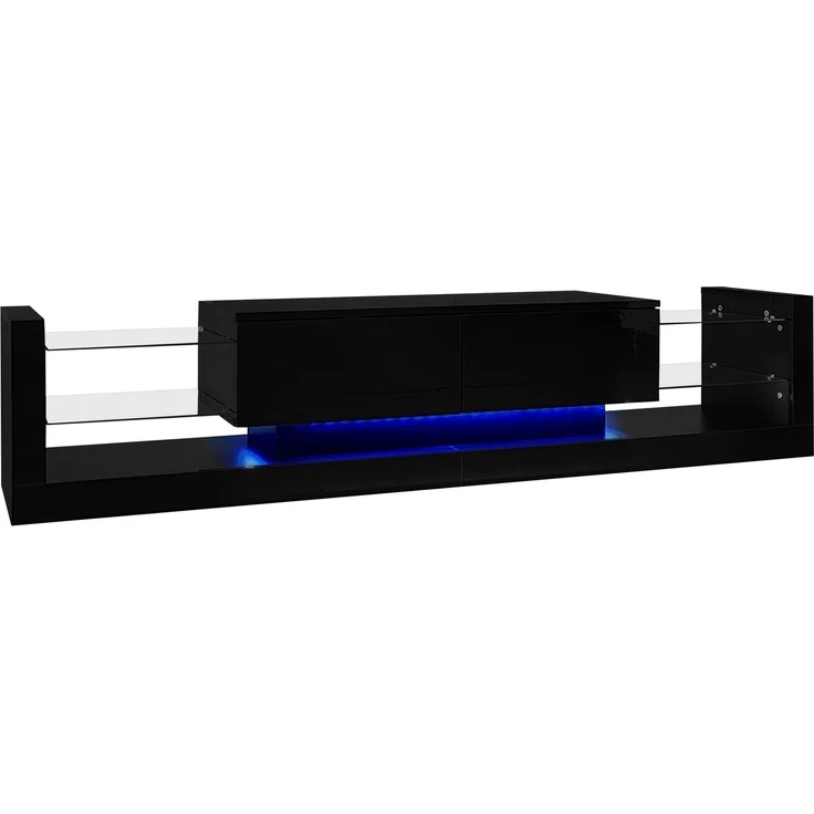Hochglanz TV-Schrank 181cm & Couchtisch Schwarz LED Beleuchtung Wohnzimmermöbel modern elegant – Bild 8