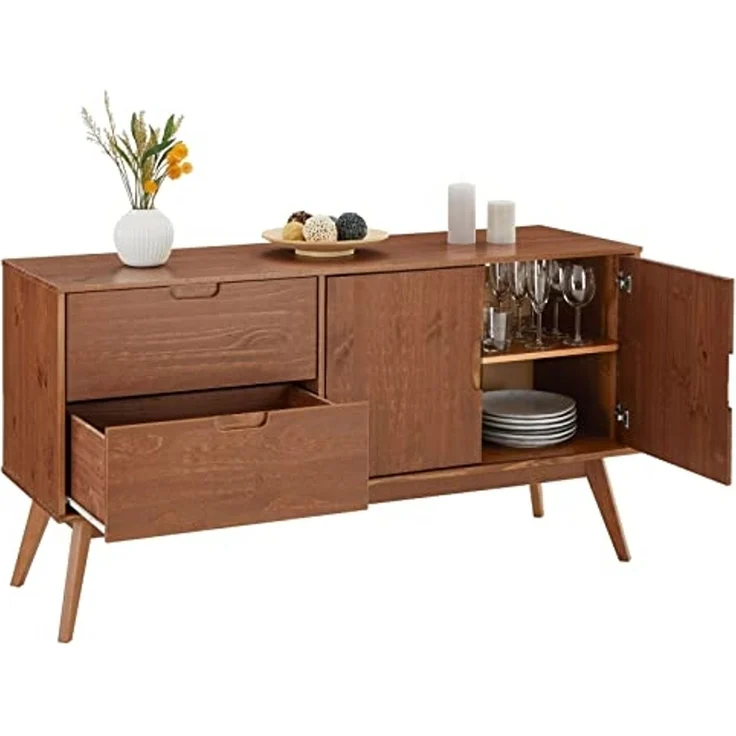 IDIMEX Sideboard TIVOLI, moderne Kommode mit 2 Türen und 2 Schubladen, Skandi kastenienfarben – Bild 4