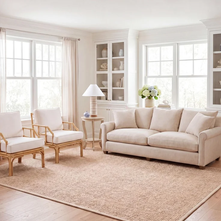 Safavieh Naturfaser Teppich für Wohnzimmer, Esszimmer, Schlafzimmer - Natural Fiber Collection, Kurzer Flor, Natur und Beige, 183x244 cm