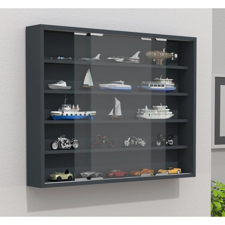 VCM Wandvitrine Agisa 918280 Anthrazit H. 60 x B. 77 x T. 10 cm – Bild 5