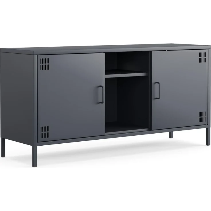 Metall Möbel Pera3, TV-Schrank 3 Regale - 130,5 x 40 x 64,5 cm Anthrazit – Bild 2