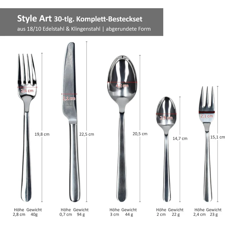 Brenger Besteck 30-teilig STYLE ART - Esszimmer & Küche Besteck in Silber – Bild 5