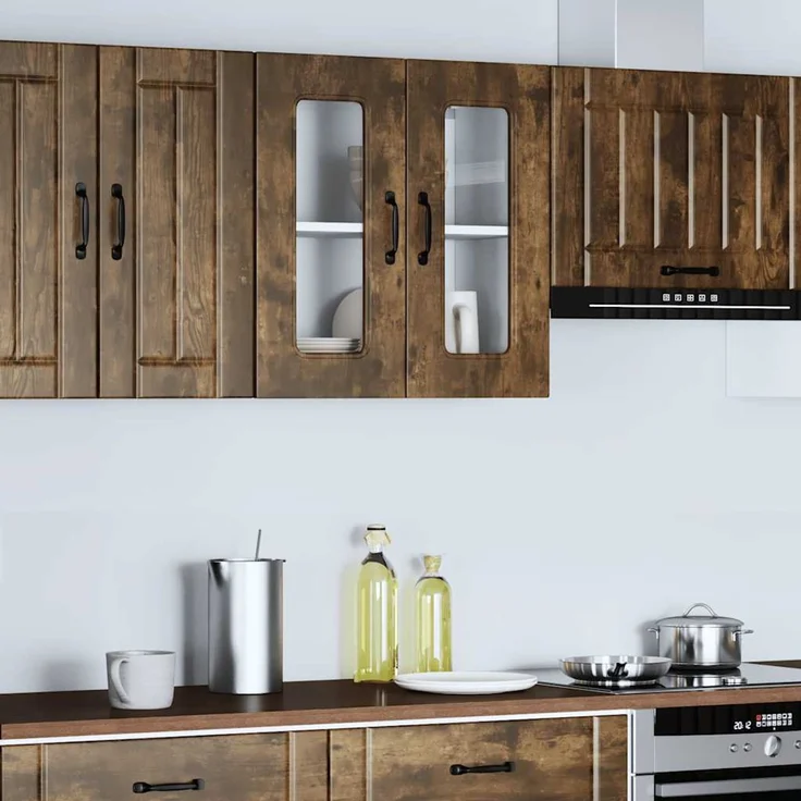 vidaXL Küchen-Hängeschrank mit Glastür Kalmar Räuchereiche Holzwerkstoff 853672 – Bild 3