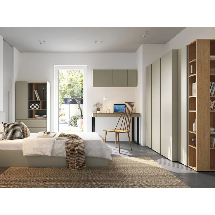 Beautysofa Kleiderschrank LICO 3-türig mit 8 Regalböden, 2 Kleiderstangen (wählbar in Sandbeige oder Eukalyptus) Breite: 145 cm – Bild 3