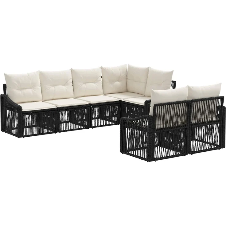 vidaXL Gartensofa-set 7 stk. 7-Sitzer Schwarz Poly-Rattan 3436063 – Bild 2
