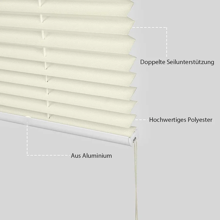 Sekey Plissee Klemmfix ohne Bohren 55x120cm Faltrollo Plisseerollo Jalousie für Tür & Fenster Blickdicht Sichtschutz Sonnenschutz Fertifplissee Rollo 55 cm breit Beige – Bild 6