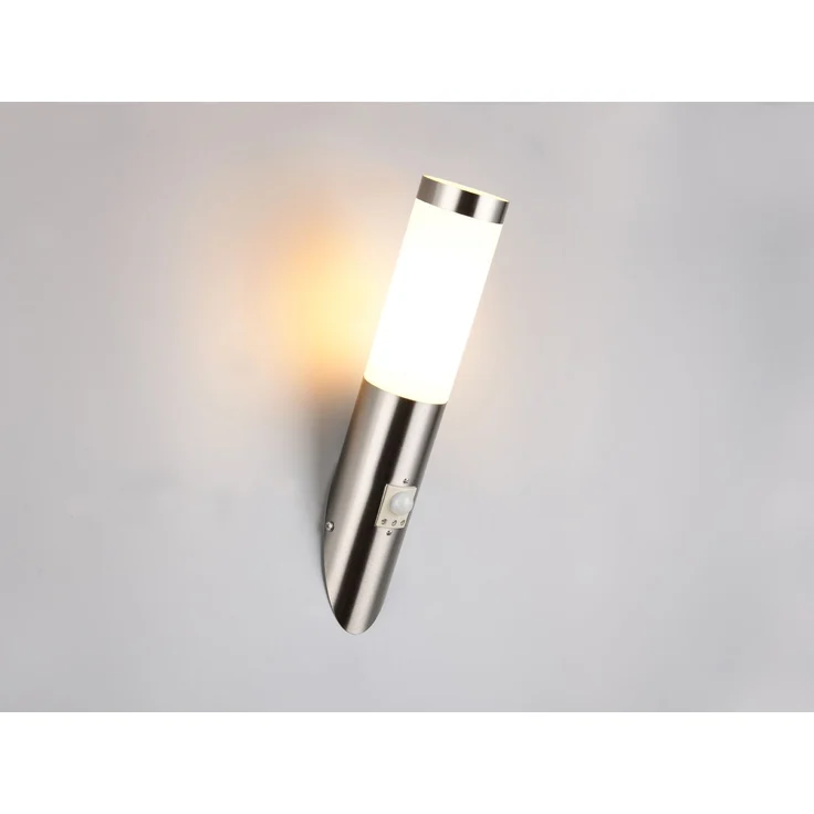 Moderne LED Außenwandleuchte mit Bewegungsmelder Silber, Höhe 39cm – Bild 3