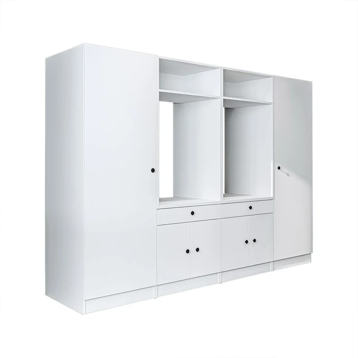 Roomart Schrankwand für Waschküche & Hauswirtschaftsraum - SERIE 1 - 254 cm breit – Waschmaschinen-Umbau & Stauraumschrank mit Ausziehbrett • Weiß – Bild 6
