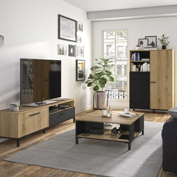 Calicosy Aufbewahrung oben 1 Schublade und 2 Türen H150 cm - TRUST - Braun – Bild 2