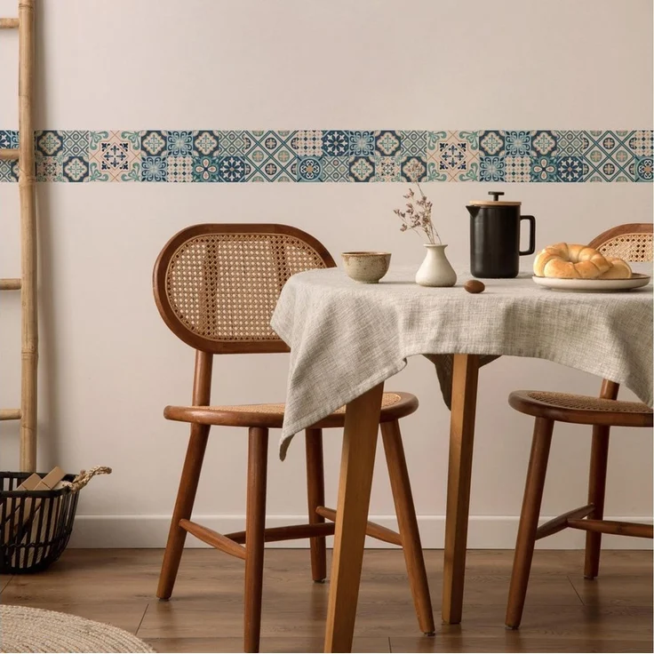 Muralo Bordüre Wandbordüre selbstklebend Muster – Tapetenbordüre Wohnzimmer Flur, grafisch, Marokkanisches Mosaik, 10x300 cm, abriebfest, abwischbar – Bild 4