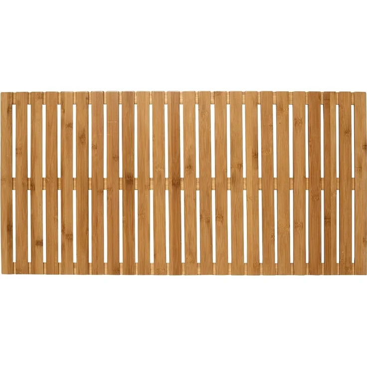 WENKO INDOOR&OUTDOOR Badematte 100 x 50 cm, Braun, aus Bambus – Bild 1