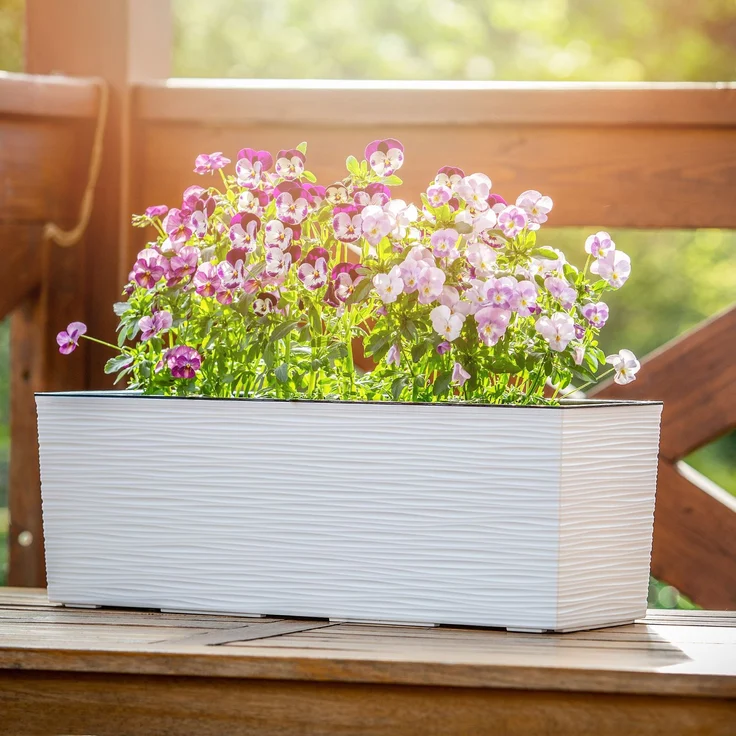 KADAX Blumentopf Balkonkasten + Einsatz 19x56cm Weiß – Bild 5