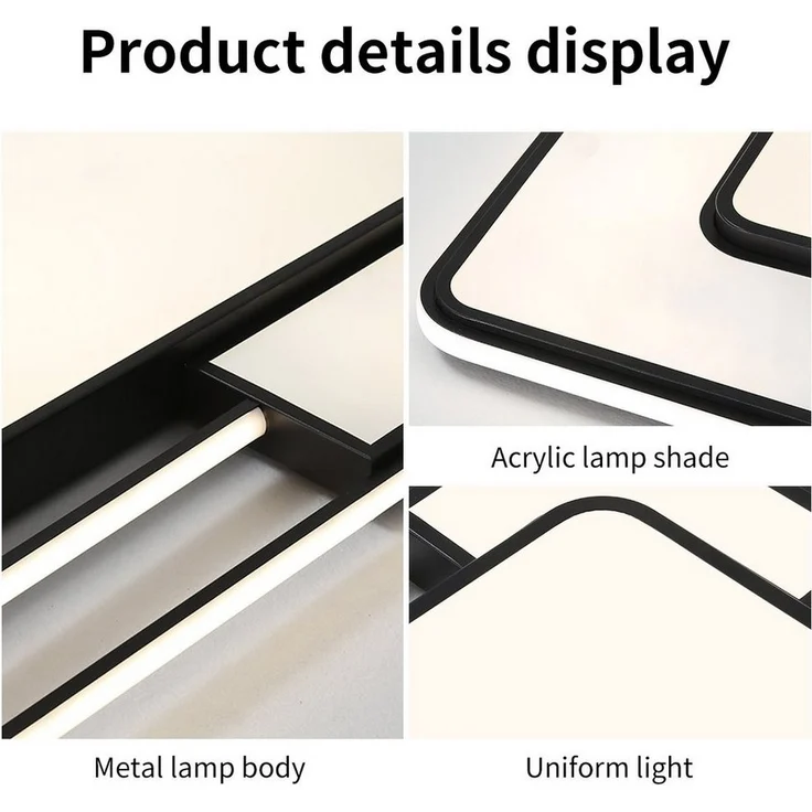 style home Deckenleuchte lampe LED Deckenlampe, 150W Warmweiß bis Kaltweiß 3000K-6000K, LED fest integriert, dimmbar mit Fernbedienung, Rechteck für Schlafzimmer Wohnzimmer Esszimmer Küche 90x60x6 cm – Bild 3