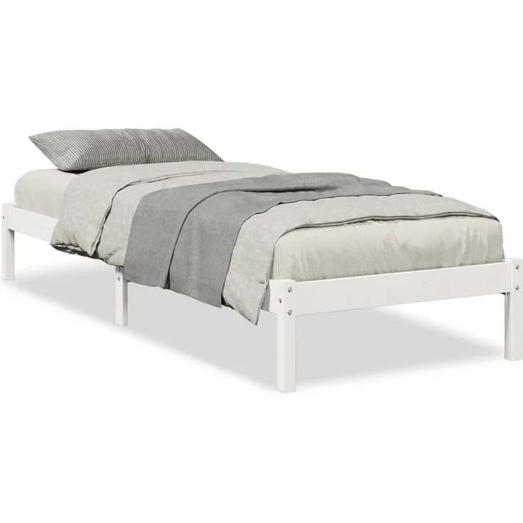 vidaXL Massivholzbett Extra Lang ohne Matratze Weiß 100x220 Kieferholz 852419 – Bild 2