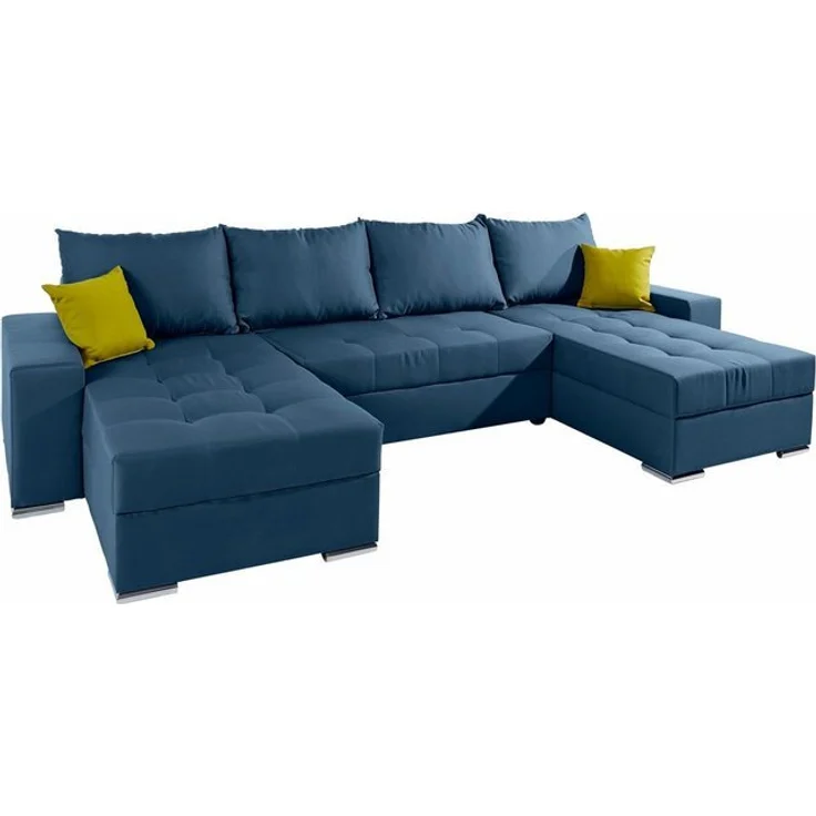 COLLECTION AB Wohnlandschaft XL-Josy U-Form, Breite 313 cm, Flachgewebe, Struktur, Kunstleder, inkl. Bettfunktion, Bettkasten, mit 4 gleich großen Rückenkissen – Bild 4