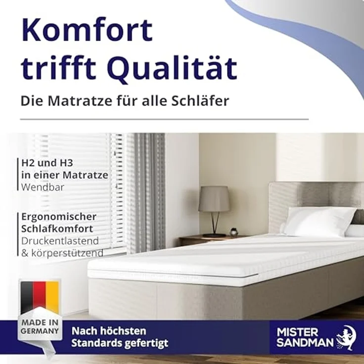 Mister Sandman Kaltschaummatratze 200x190 cm, H2/H3, 18 cm Höhe, Orthopädische 7-Zonen Matratze, Rollmatratze mit waschbarem Bezug, für Seiten-, Rücken- und Bauchschläfer – Bild 3