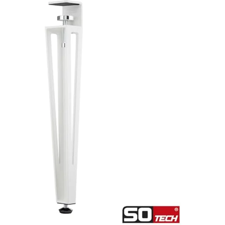 SO-TECH® Tischbein ColorLine in F-Form konisch zulaufend von 70 auf 40 mm, mit Klemmschraube (ohne Bohren) - weiß - Höhe 464 mm - 1x – Bild 3
